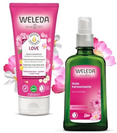 WELEDA - Coffret Beauté intemporelle Aroma Shower Love 200ml et Huile harmonisante à la Rose musquée 100ml