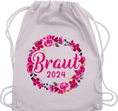 Shirtracer Turnbeutel Rucksack - JGA Junggesellenabschied Frauen - Braut 2024 Blumenkranz - Unisize - Pastell Rosa - stoff beutel bachelorette party accessories kordel stoffrucksack polterer baumwoll