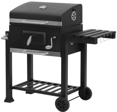 Supply Cube Metal BBQ Grill, Outback BBQ, BBQ Smoker l Folding Trolley, Wheels, Thermometer, BBQ Charcoal, Bottle Opener, Charcoal Tray and Folding Shelf BBQ Accessories for Outdoors