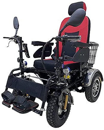 UYSELA Offroad-Elektrorollstuhl Mit Großer Reichweite, All-Terrain, Leistungsstarker Elektro-Offroad-Rollstuhl, Doppelgriffe, Hinteres Anti-Roll-Rad Und Großer Aufbewahrungskorb
