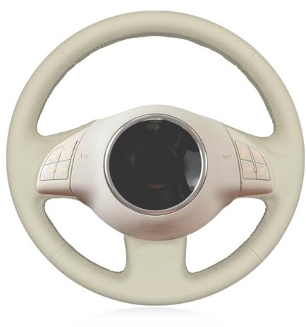 MEWANT DIY Handstich Beige Kunstleder Lenkradbezug für FIAT 500 2007-2015 / 500e 2014-2018 / 500C 2014-2017