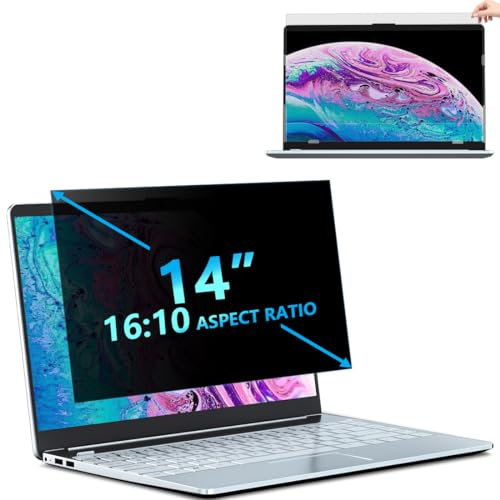 STARY Sichtschutz 14 Zoll 16:10 Seitenverhältnis-Anti Blaulicht Blendschutz Displayschutz, Abnehmbarer Blickschutzfolie 14 Zoll 16:10 Sichtschutzfilter Kompatibel mit Lenovo/HP/Dell/Acer/Samsung/Asus