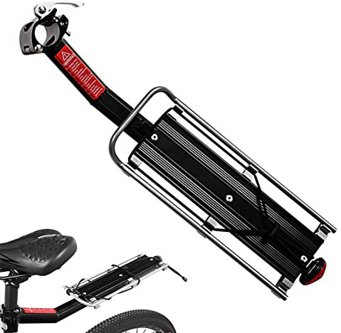 Schnellspanner-Heckträger, Fahrradträger Rack Schnellspanner | Universeller Verstellbarer Fahrradgepäckträger, Fahrradgepäckträger, Schnellspanner Legierung Fahrradträger mit rotem Rücklicht für