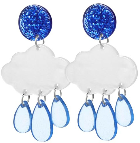 Holibanna Regentropfen-Wolken-Ohrstecker 1 Paar Acryl-Wolken-Wassertropfen-Ohrstecker Regentropfen-Ohrstecker Für Mädchen Statement-Wetter-Valentinstag-Schmuckgeschenke