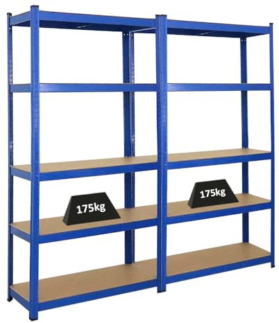 PROREGAL Mega Deal 2X Schwerlastregal Ragnar HxBxT 180x90x40cm mit Fachlast 175kg Blau Garagenregal Kellerregal Werkstattregal Lagerregal Steckregal