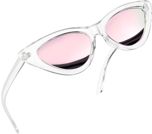 Joopin Occhiali da Sole Donna Occhi di Gatto Polarizzati Protezione UV Vintage Cat Eye Triangolari Sunglasses Occhiali da Sole a Punta (Rosa Specchio)