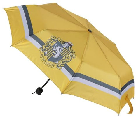CARTOON Faltbarer Regenschirm Harry Potter Regenschirm Erwachsene 8 Speichen mit manuellem Öffnen, Hufflepuff