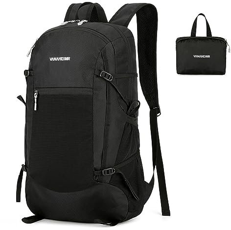 SHUAIGUO Leichte Packable Reiserucksack Multifunktionale Faltbarer Rucksack Outdoor Sport Rucksäcke Tasche Männer Frauen, Leichter Faltbarer Rucksack für Radfahren Camping Wandern (Schwarz)