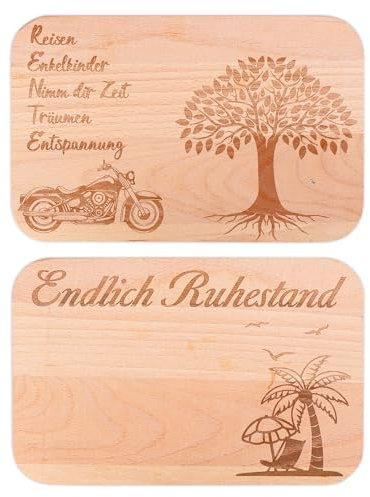 LOOPES Ruhestand Geschenk Rente Frühstücksbrettchen OPA OMA Renteneintritt Geschenk Holz Frühstücksbrett Abschiedsgeschenk Endlich Rente Holzbrettchen Geschenk für Frauen Männer Rentenbeginn