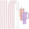 Lot de 8 pailles rose en verre de rechange pour tasse Stanley 40oz, avec 2 nettoyeurs de pailles, longue paille en verre gobelets Stanley de 1,2 l&870ml, 31 cm de long, 1 cm de diamètre
