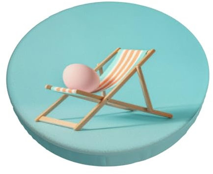 Samt Hockerbezug Rund, 3-Schichten Runden Hockerbezug mit Dünner Polsterung, Easter Egg On Deck Chair Hocker Bezug Langlebig Sitzkissen Rund für Bar Zuhause Büro