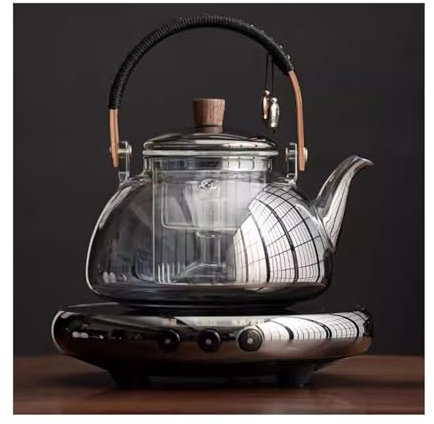 Theiere Pot de santé léger de luxe, bouilloire à eau en verre résistant à la chaleur, cuisinière électrique en céramique, cuiseur à thé, théière à vapeur et à brassage pour le thé en feuilles ou les f