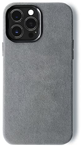 ALTRAALMA Alcantara Phone Case for iPhone 16 Pro Max, Compatible with Magsafe Wireless Charging, Alcantara Full-Wrap Phone Case (Gray)