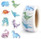 Dino Stickers Rolle, 500 Stück Runde Sticker Kinder, 8 Muster Reward Sticker Tiere, Selbstklebend Aufkleber Kinder für Scrapbooking DIY Crafts Journal School Home