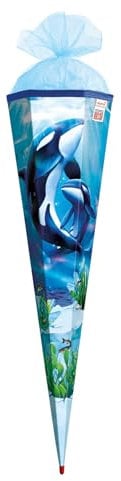 ROTH Motiv-Schultüte, Orcas, 85 cm, eckig, Rot(h)-Spitze, Tüllverschluss