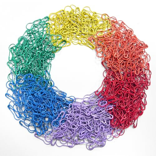 LUFFLOK 600 Stück Maschenmarkierer Stricken Metall, 6 Farben Sicherheitsnadeln Klein, Birnenförmige Verschlussglocken Nadeln und Nähclips, Bunte Häkelzubehör für DIY Basteln Kleidung (600 Stück)