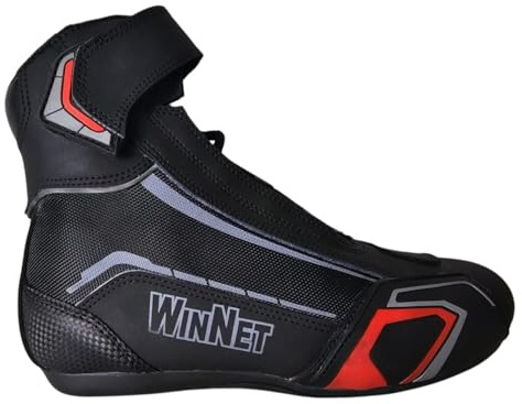 WinNet Stivali stivaletti Bassi scarpe da Moto estive 4 stagioni in Vera Pelle con Protezioni (Nero, Sistema Taglie Calzature EU, Adulto, Numero, Media, 43)