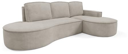 Sofello Ecke mit Schlaffunktion Ecke mit Bettzeug Boxsofa mit Schlaffunktion L-förmiges Designersofa modernes Design gepolstertes Ecksofa freistehend (Curio 11 - Cappuccino)