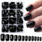 LunarCharm 240 pièces faux ongles noirs press-on, taille moyenne, carrés, faux ongles, press-on, bouts carrés, faux ongles, press-on