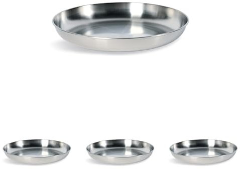 Tatonka Large Plate (Ø 23 cm) - Camping-Teller aus hochwertigem Edelstahl (18/8) - Lebensmittelecht und resistent gegen Fruchtsäuren (Packung mit 4)