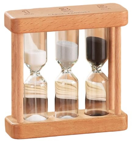 Ensemble de minuterie de Sable sablier en Bois avec 1, 3 et 5 Minutes d'horloges Sable et Gris, minuteur Cuisine éducative Fonctionnelle Cadeau Bureau