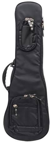 Generisch Bassukulele Tasche/Baritonukulele Gigbag 25mm Polsterung – sehr stabil, wasserabweisend, gepolstert & leicht – Rucksackgurt – schwarz – passend für Bariton- & Bass-Ukulele 76–80 cm