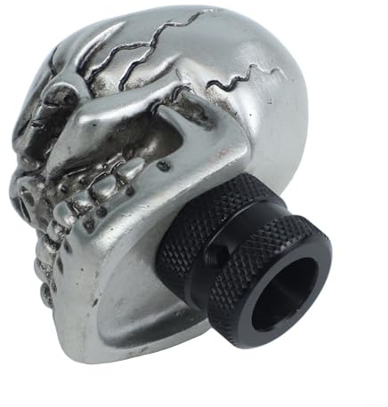 PETSTIBLE Pomo de palanca de cambios de calavera para coches, ajuste perfecto para varias marcas y modelos (plateado)