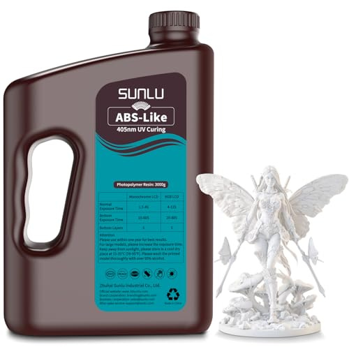 SUNLU 3KG ABS-Like Resin White, 3D Printer Resin for 4k/6k/8k LCD/DLP/SLA Resin 3D Printer, 405nm UV Curing 3D Resin High Toughness, Good Resistance, Non-Brittle & High Precision, White 3000g