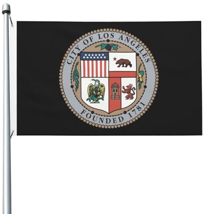 Seal Of Los Angeles Flaggen, Polyester, Outdoor-Flagge, Familienparty, Schule, Willkommensbanner, 2 Messingösen auf beiden Seiten, reißfeste Flagge, 7,6 x 12,7 cm