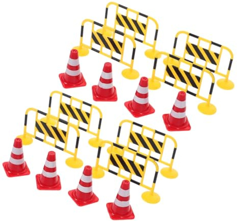 DOITOOL Miniatur Straßensperren Satz Aus Leichtem Kunststoff Verkehrszeichen Spielzeug Für Kinder Verkehrssimulation Lernspielzeug Für Stadtverkehr