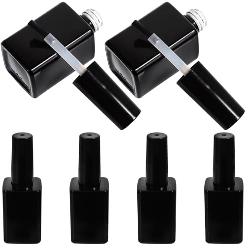 UKCOCO 6 pièces Lot de Flacons Vides Verre avec Pinceau Bouteilles Rechargeables pour Vernis à Ongles et Gel Étanches et Pratiques pour Salon et Voyage