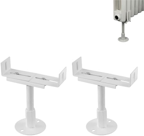 Lot de 2 supports de sol réglables en fonte pour radiateur de 8 à 13 cm de hauteur, pieds réglables en hauteur de 11 à 36 cm,support en forme de L avec résistance au brouillard salin