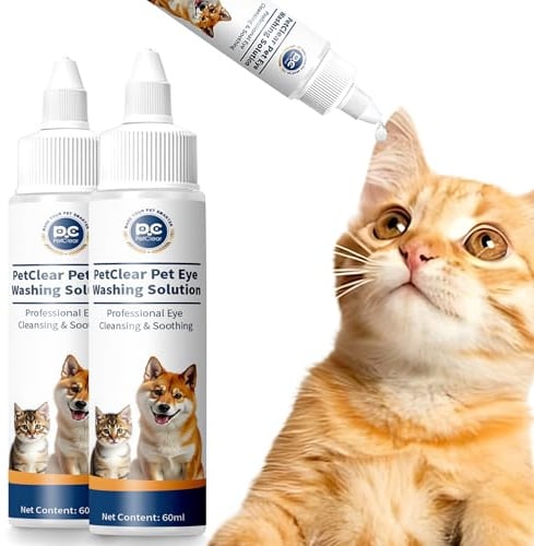 PETCLEAR Augentropfen für Hunde und Katzen, lindern Augenjucken und Reizungen, Alkoholfrei, Nicht Reizend und Natürliche Augenreinigungslösung 2 Flasche 120 ml