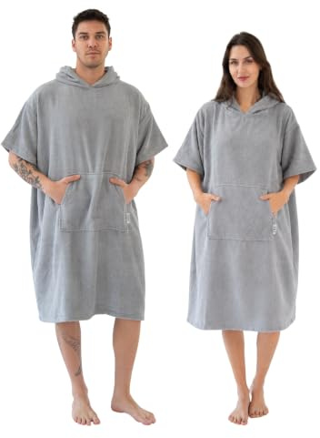Badeponcho Herren Damen, Duschponcho Sauna Strand, Saunahandtuch Bademantel | Umziehponcho für Schwimmbad & Freibad – praktische Alternative zum Morgenmantel