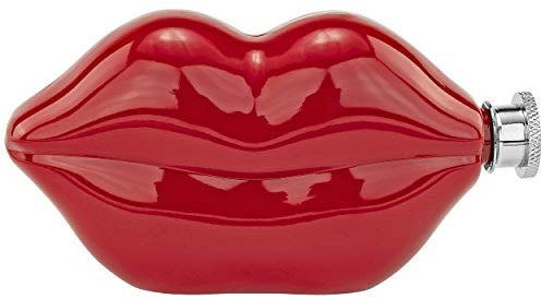 Fairly Odd Novelties FON-10227 Funny Kisses Novelty Drinking Gift Red Lips Edelstahl-Flachmann, 170 ml, rot