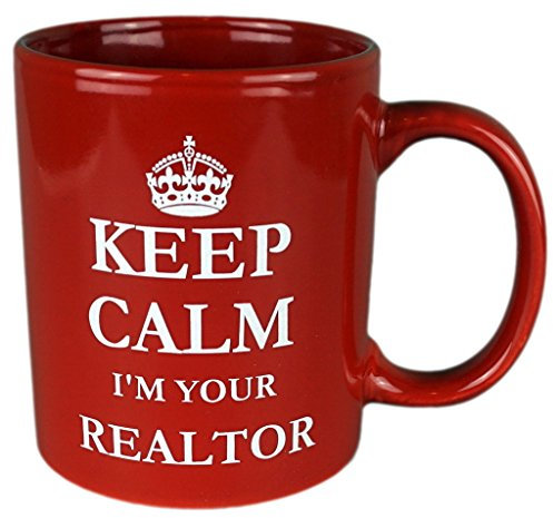 Funny Guy Mugs, Keep Calm I'm Your Realtor Coffee Mug, Red, 11-ounce