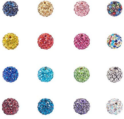nbeads 100 STÜCKE Mischfarbe Pflastern Disco-Kugel Perlen, 10mm Ton Strass Kristall Perlen für DIY Schmuck Machen