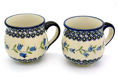 Bunzlauer keramik Original Becher, Kugelform 280 ml, im Set zu 2 Stück (Dekor Agnes)