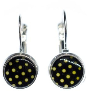 Miniblings Polka Dots Cabochon Rockabilly Ohrringe schwarz weiß versilbert | Ohrschmuck, sorgfältig in Berlin gefertigt, mit Pünktchen und Punkte