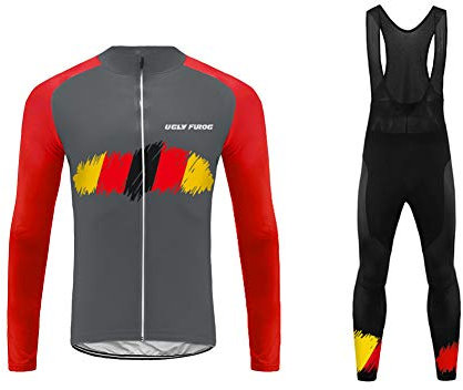 UGLY FROG Radtrikot Set Atmungsaktive Herren Winter Fleece Radsport Fahrrad Trikot Langarm + Bib Lange Hosen mit Sitzpolster