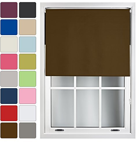 FURNISHED Rollos Verdunkelungsrollo Fensterrollo Maßanfertigung - Verdunkelungs-Thermogewebe Langlebige Beschläge - Rollo, Braun, Bis zu 90W x 210 cm
