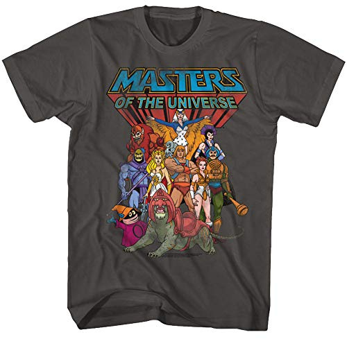Masters of The Universe TV Series The Whole Group Gang Adult T-Shirt Tee, Gray, XL