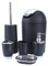 6tlg Badezimmer Set mit Bin Seifenschale Spender Tumbler Zahnbürstenhalter, Kunststoff (schwarz) Badset Badezimmer Set Beige
