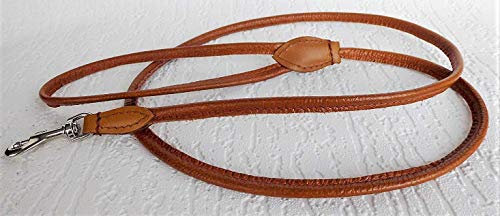 Luxus HUNDELEINE, Runde Leine, Leder 130cm/8mm Cognac (534)