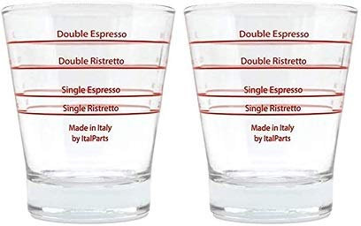 VIA CREMA Espresso Shotglas Messbecher, Barista Kaffeezubehör, 2 Stück