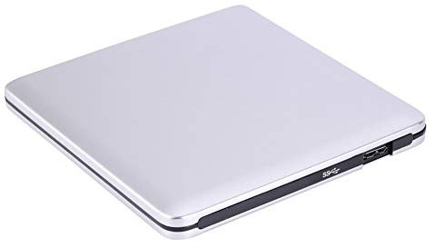 PUSOKEI Externes DVD-Laufwerk für Computer, externes USB 3.0-Laufwerk DVD/CD-RW-Laufwerksbrenner Slim-Treiber für Laptop-Desktop(Silber)