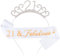 Fantasyon 21 Geburtstag Krone und Schärpe, Kristall Tiara Geburtstag Krone Geburtstag Tiara Strass Krone für 50 Geburtstag Geschenk Party Zubehör (21 Jahre alt)
