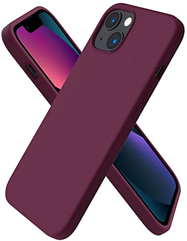 ORNARTO für iPhone 13 6,1 Silikon Case, Hülle Ultra Dünne Voller Schutz Flüssig Silikon Handyhülle Schutz für iPhone 13 (2021) 6,1 Zoll Weinrot