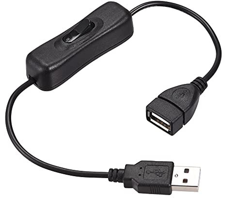 sourcing map USB Kabel mit Ein/Aus Schalter USB Stecker auf Buchse Verlängerungskabel 30cm Schwarz für LED Schreibtischlampe LED Streifen