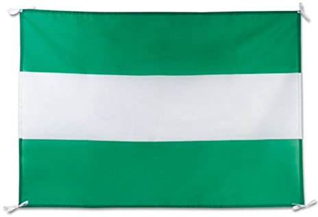 Bandera Andalucía en suave y resistente poliéster con cintas de ajuste.